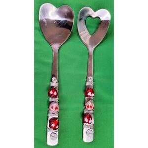 Wild Eye Designs Heart Shaped Stainless Steel Serving Spoons Glass Hearts